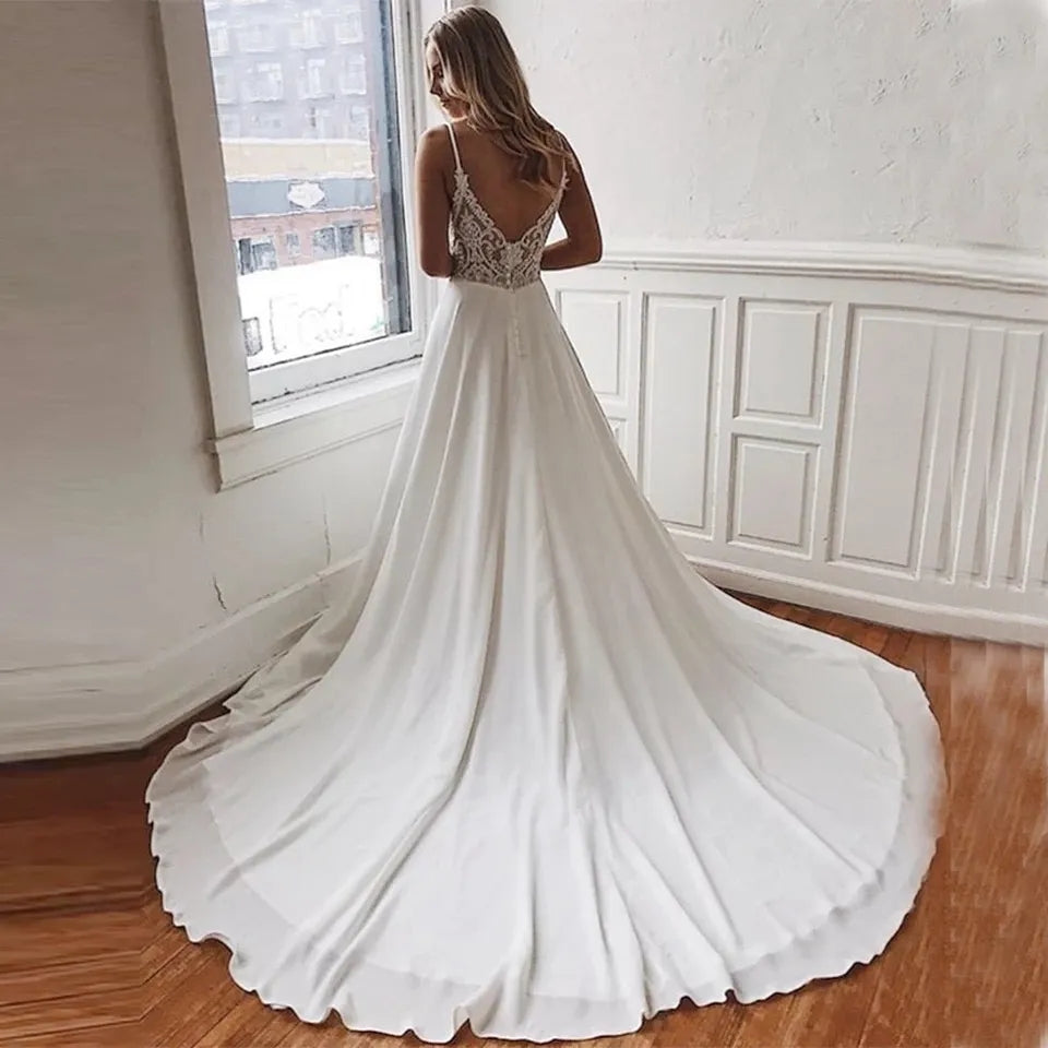 Abito da sposa boho in chiffon lungo per matrimonio in spiaggia - Bridetobe.it