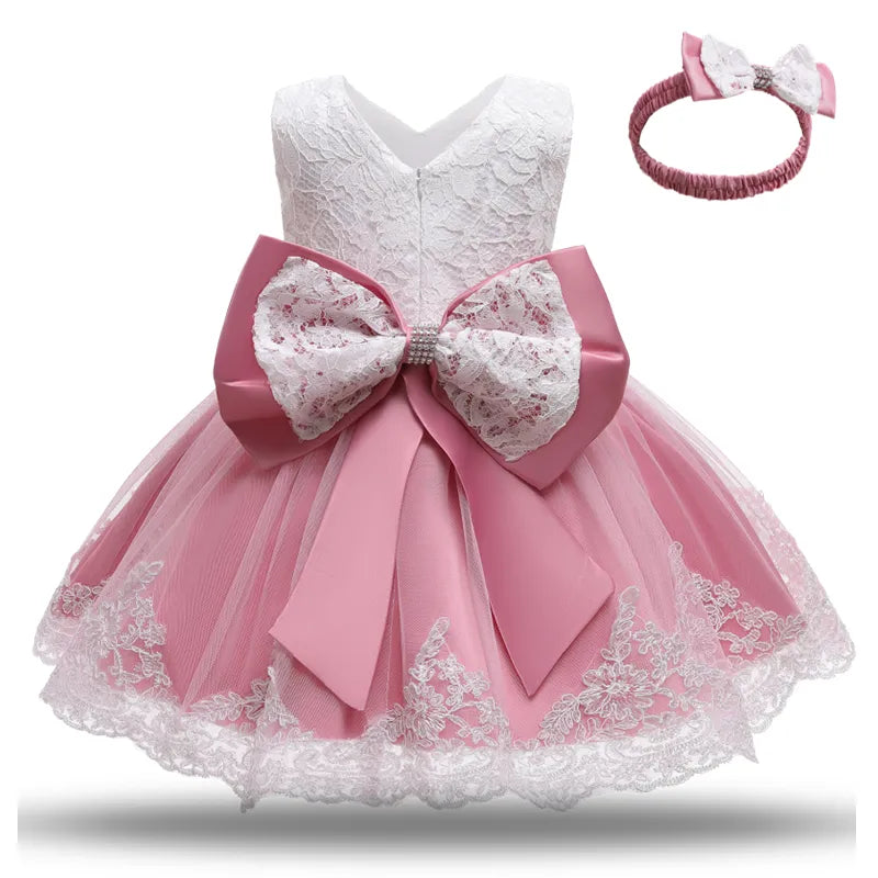 Baby Girl Party Dress: 1st Birthday Princess Dress, Lace Christening Dress