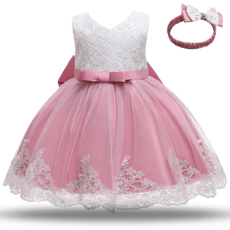 Baby Girl Party Dress: 1st Birthday Princess Dress, Lace Christening Dress
