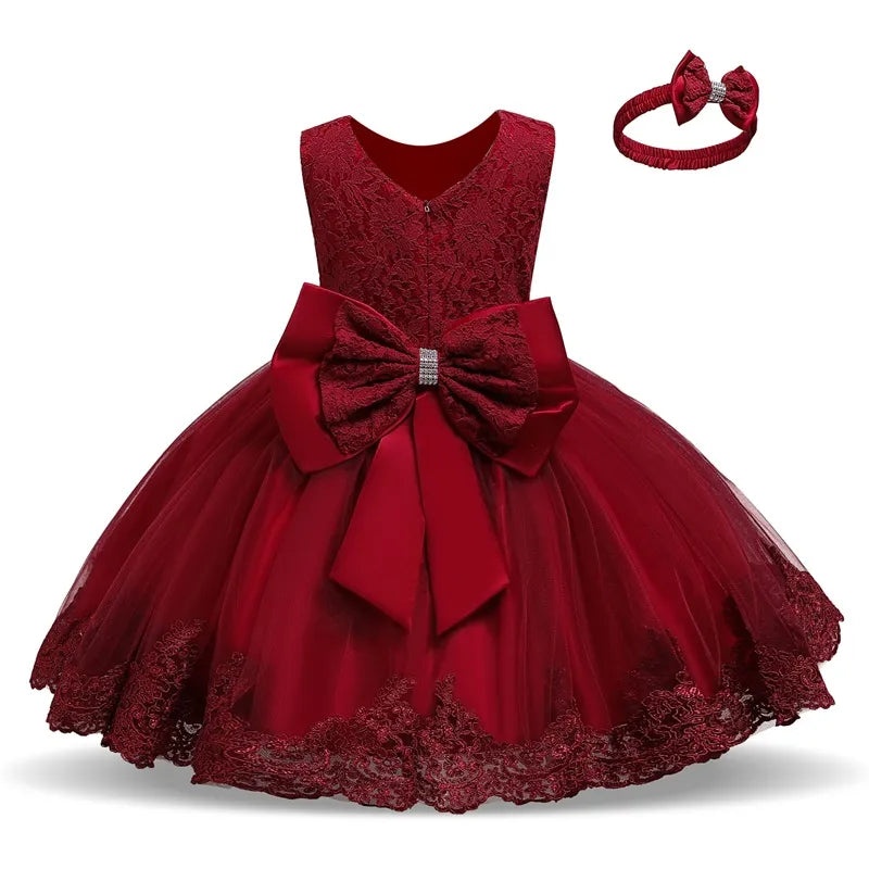Baby Girl Party Dress: 1st Birthday Princess Dress, Lace Christening Dress