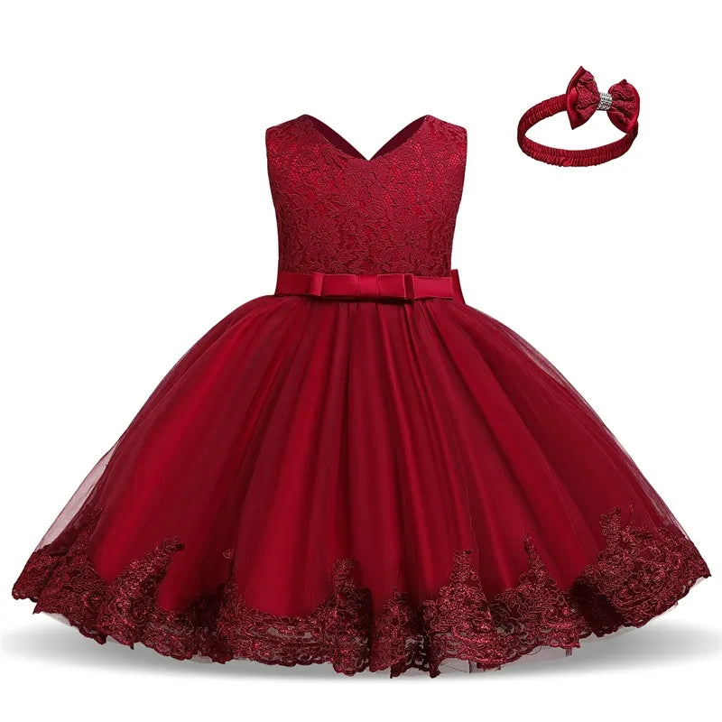 Baby Girl Party Dress: 1st Birthday Princess Dress, Lace Christening Dress