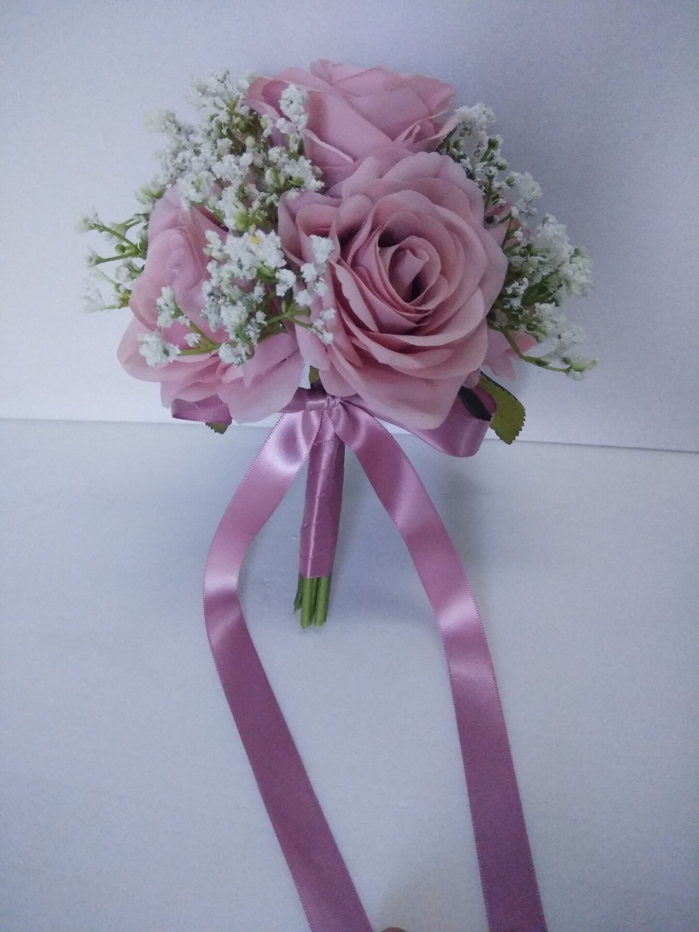 3 pezzi Rose artificiali Bouquet di fiori Seta per damigella d'onore fatti a mano Gypsophila Fiori finti per matrimonio Tavolo da casa fai da te Vaso Decorazione Faux Flores - Bridetobe.it
