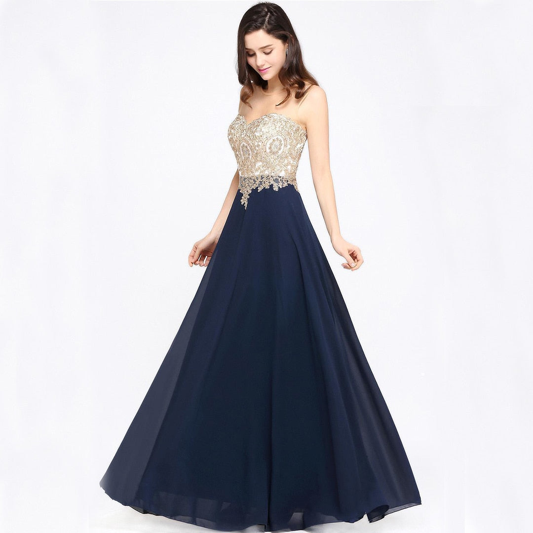 Abiti da damigella d'onore illusione innamorato Cerniera senza schienale Invitato a un matrimonio Abito da sera lungo Una linea Robe de Soiree - Bridetobe.it