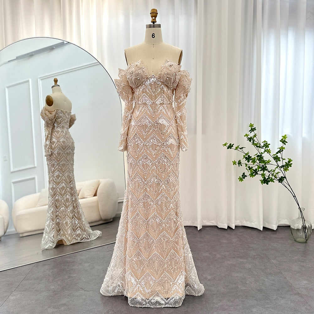 Abiti da Sera di Lusso Mermaid Off Shoulder a Dubai per Donne: Eleganti Vestiti Lunghi da Sposa e Prom 2023