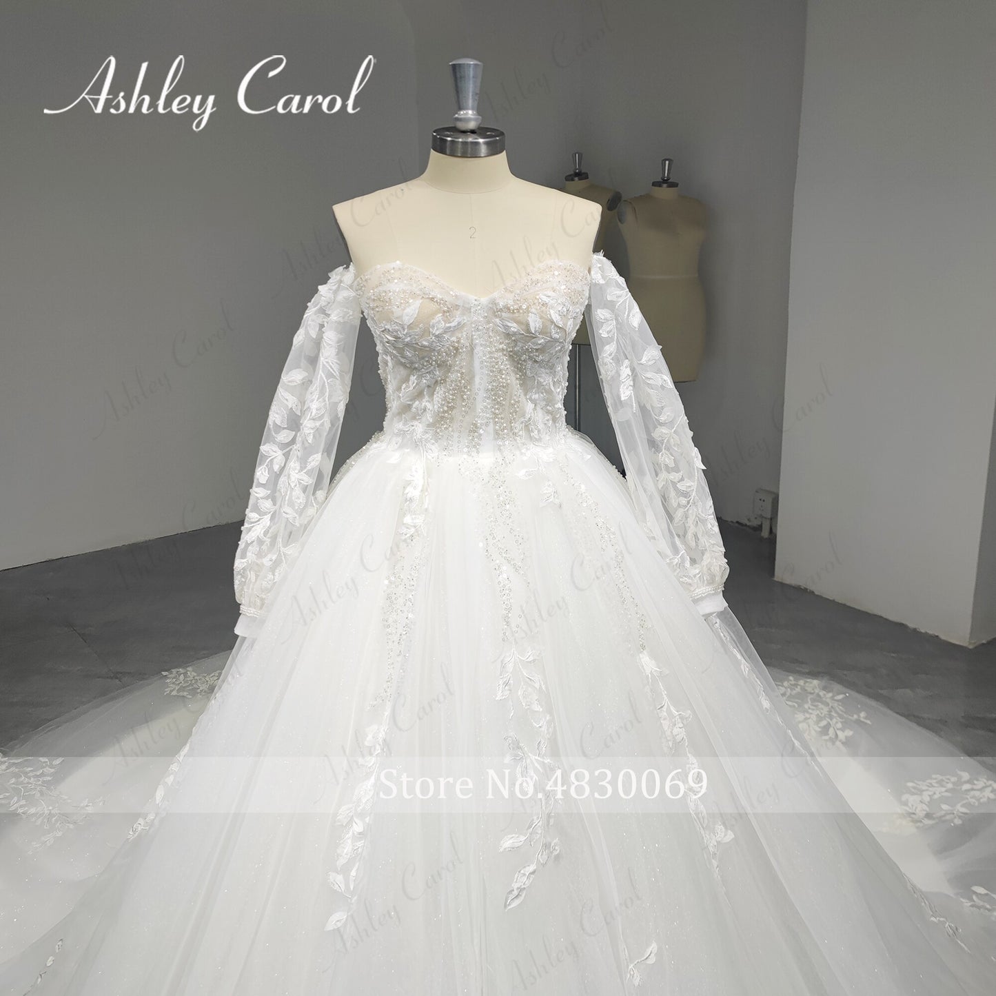 Abito da sposa A-Line 2023 Delicate applicazioni di perline Sweetheart Sposa Manica a sbuffo Treno lungo Abito da sposa principessa - Bridetobe.it