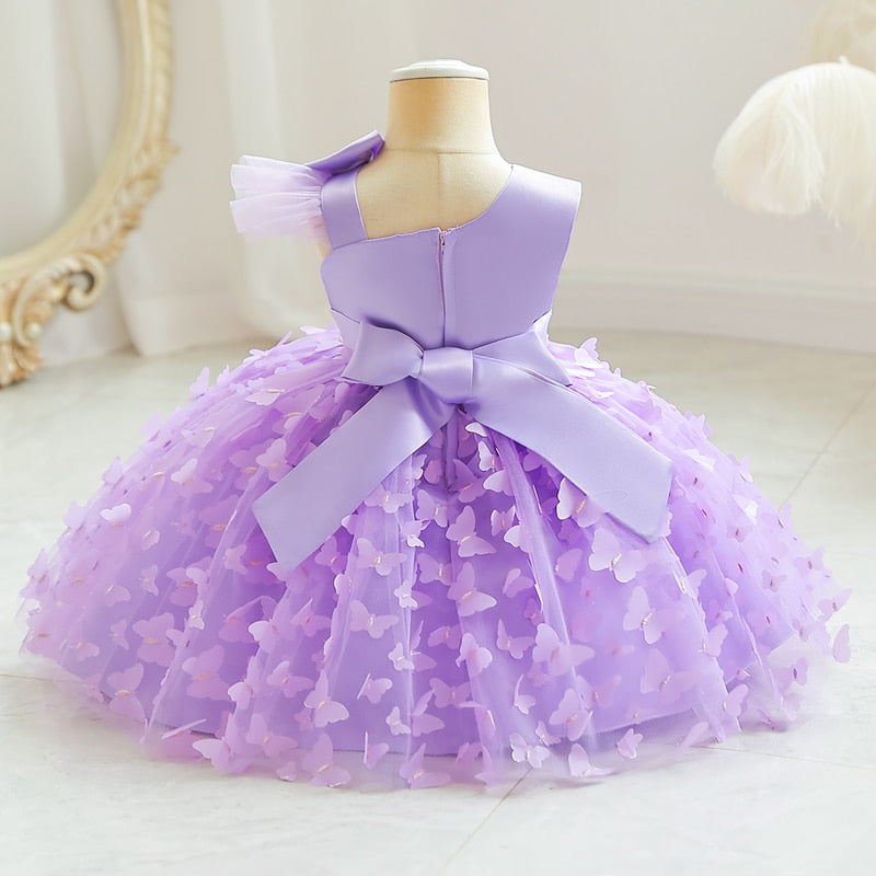 DovearkGirl's dress Little child's mesh gauze pommel skirt Dinner dress Sleeveless Princess skirt Purple M133 - Bridetobe.it