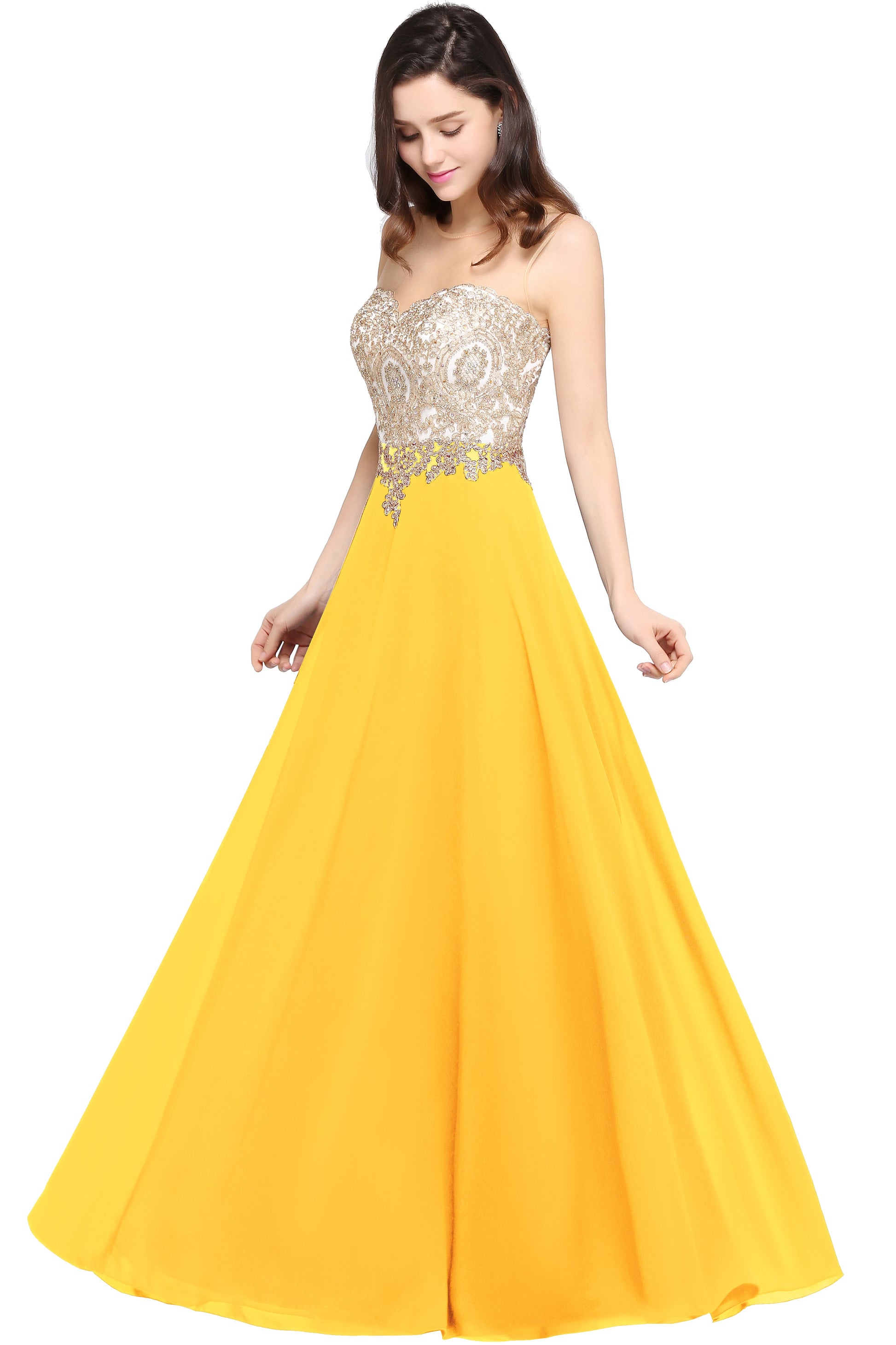 Abiti da damigella d'onore illusione innamorato Cerniera senza schienale Invitato a un matrimonio Abito da sera lungo Una linea Robe de Soiree - Bridetobe.it