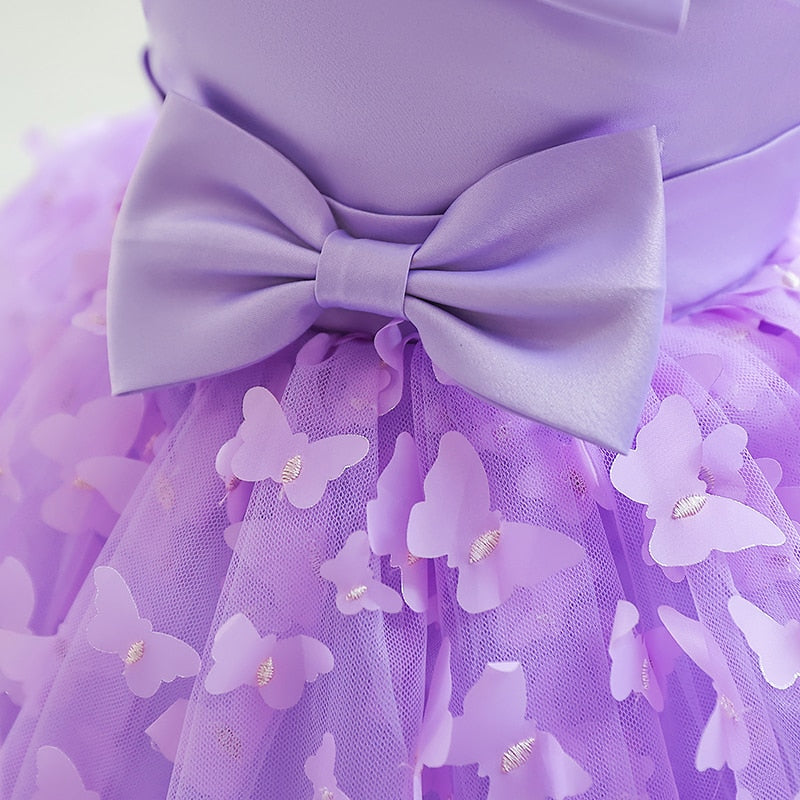 DovearkGirl's dress Little child's mesh gauze pommel skirt Dinner dress Sleeveless Princess skirt Purple M133 - Bridetobe.it