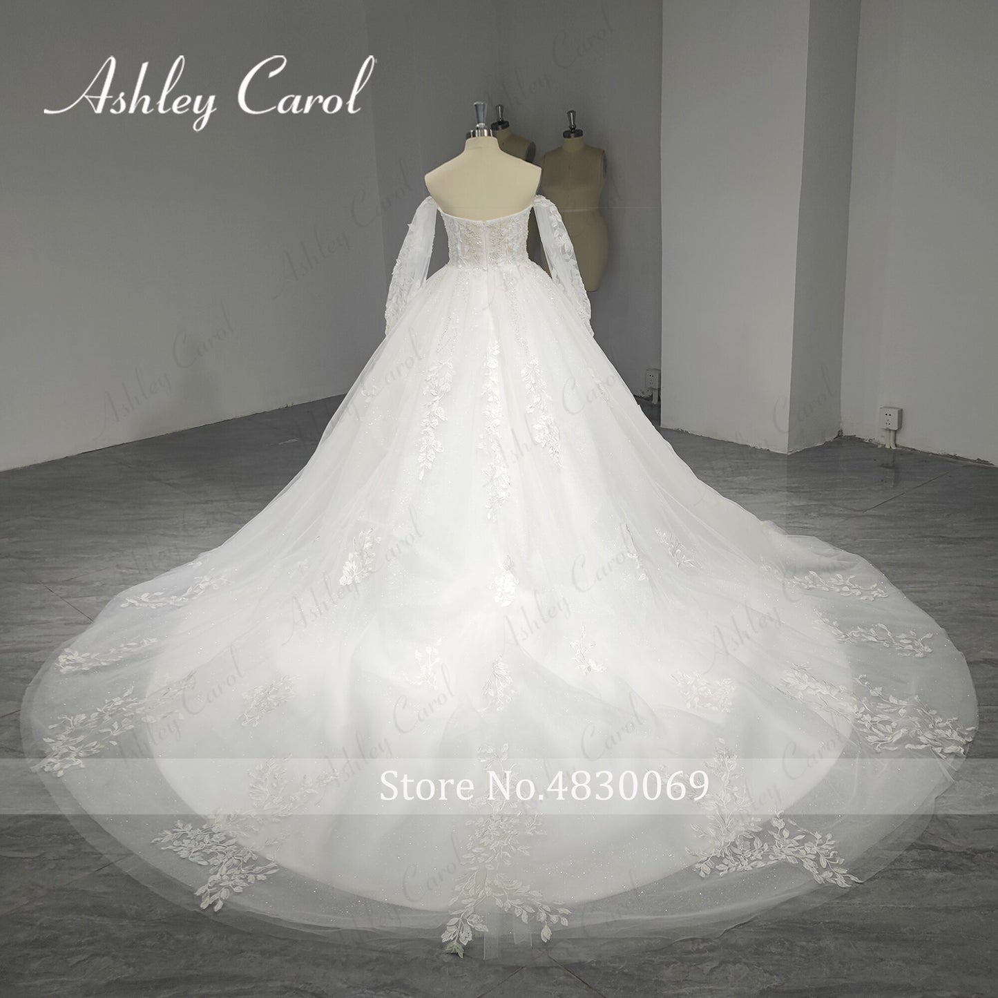 Abito da sposa A-Line 2023 Delicate applicazioni di perline Sweetheart Sposa Manica a sbuffo Treno lungo Abito da sposa principessa - Bridetobe.it
