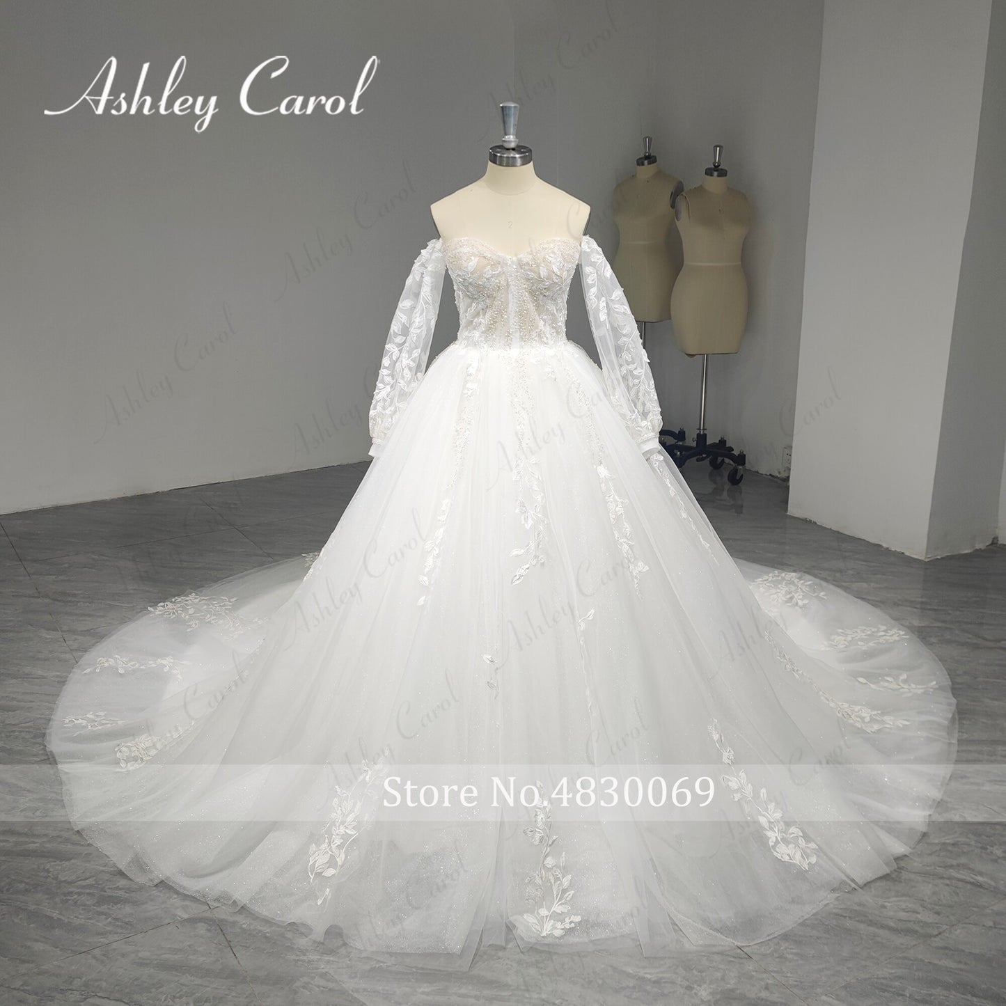 Abito da sposa A-Line 2023 Delicate applicazioni di perline Sweetheart Sposa Manica a sbuffo Treno lungo Abito da sposa principessa - Bridetobe.it