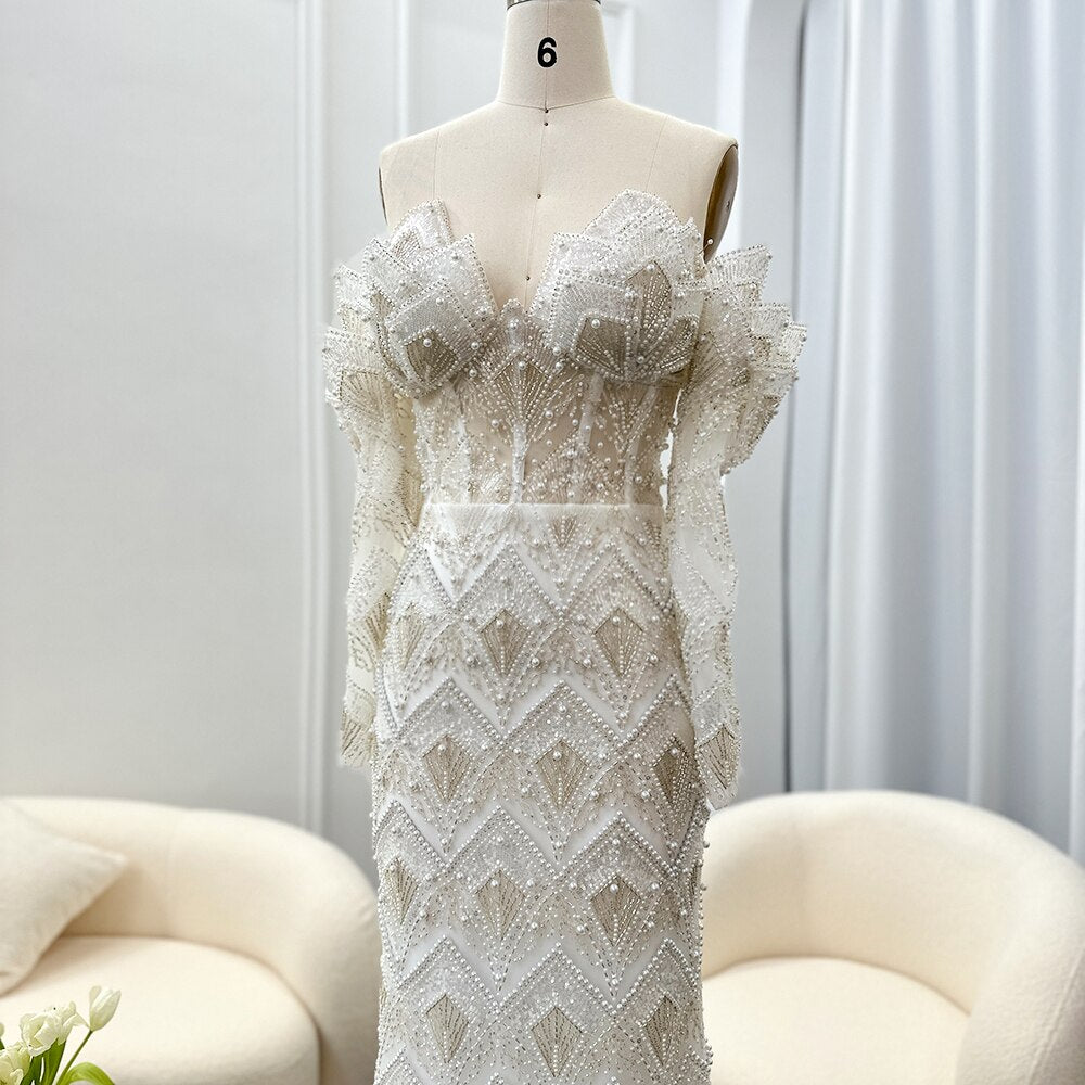 Abiti da Sera di Lusso Mermaid Off Shoulder a Dubai per Donne: Eleganti Vestiti Lunghi da Sposa e Prom 2023