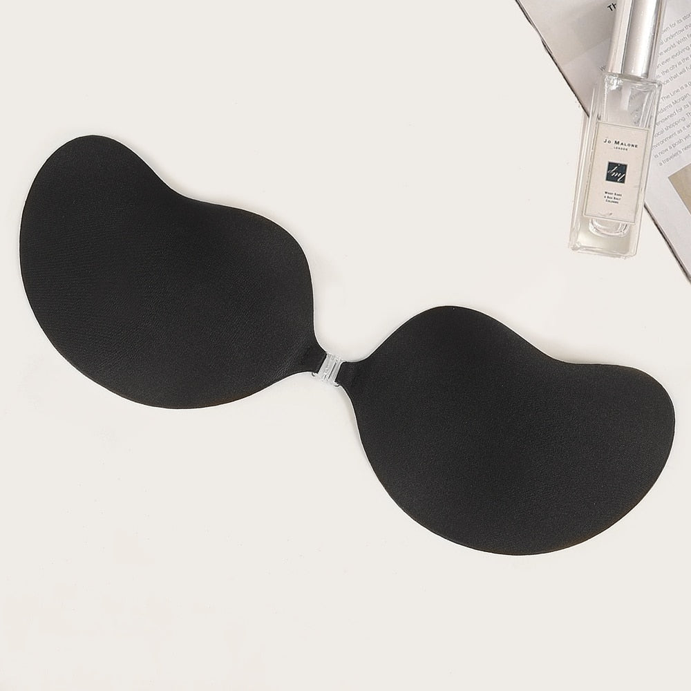 Reggiseno invisibile push-up senza schienale e senza spalline, senza cuciture, chiusura frontale, bralette intimo donna autoadesivo in silicone