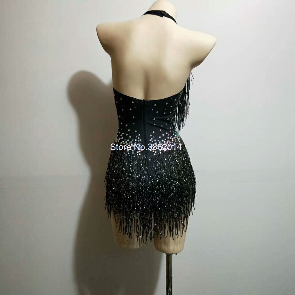 Tuta con nappa scintillante Costume da esibizione con strass da donna Costume intero da ballo Abito da cantante in scena leopardata - Bridetobe.it