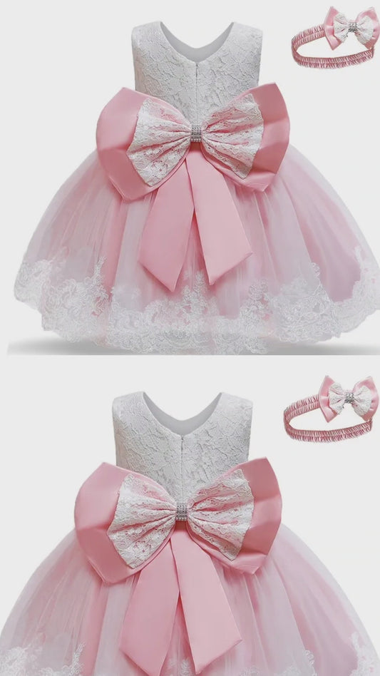 Abito Neonata per Feste: Vestito Principessa 1° Compleanno, Vestito Battesimo in Pizzo