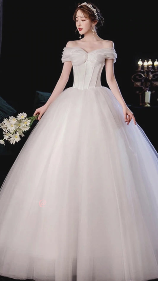 Vestito da sposa taglia forte a cuore con spalle scoperte e fiocco - Vestidos De Noiva 2023 Robe De Mariage