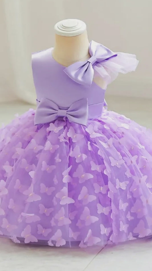 Vestito da Ballo Senza Maniche con Gonna a Balze per Bambina: Stile Principessa con Farfalle e Fiocchi