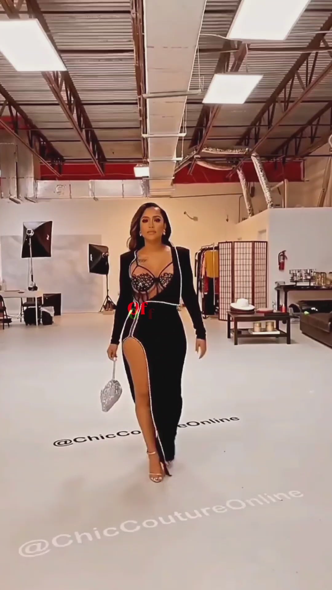 Vestito Nero Con Strass - Abito Corto Aderente, Per Feste, Club, Festival - Foto 10