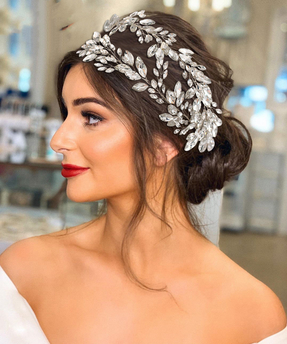 Accessori Capelli Sposa Foglie E Cristalli - Set 3 Pezzi Per Matrimoni E Feste - Foto 7