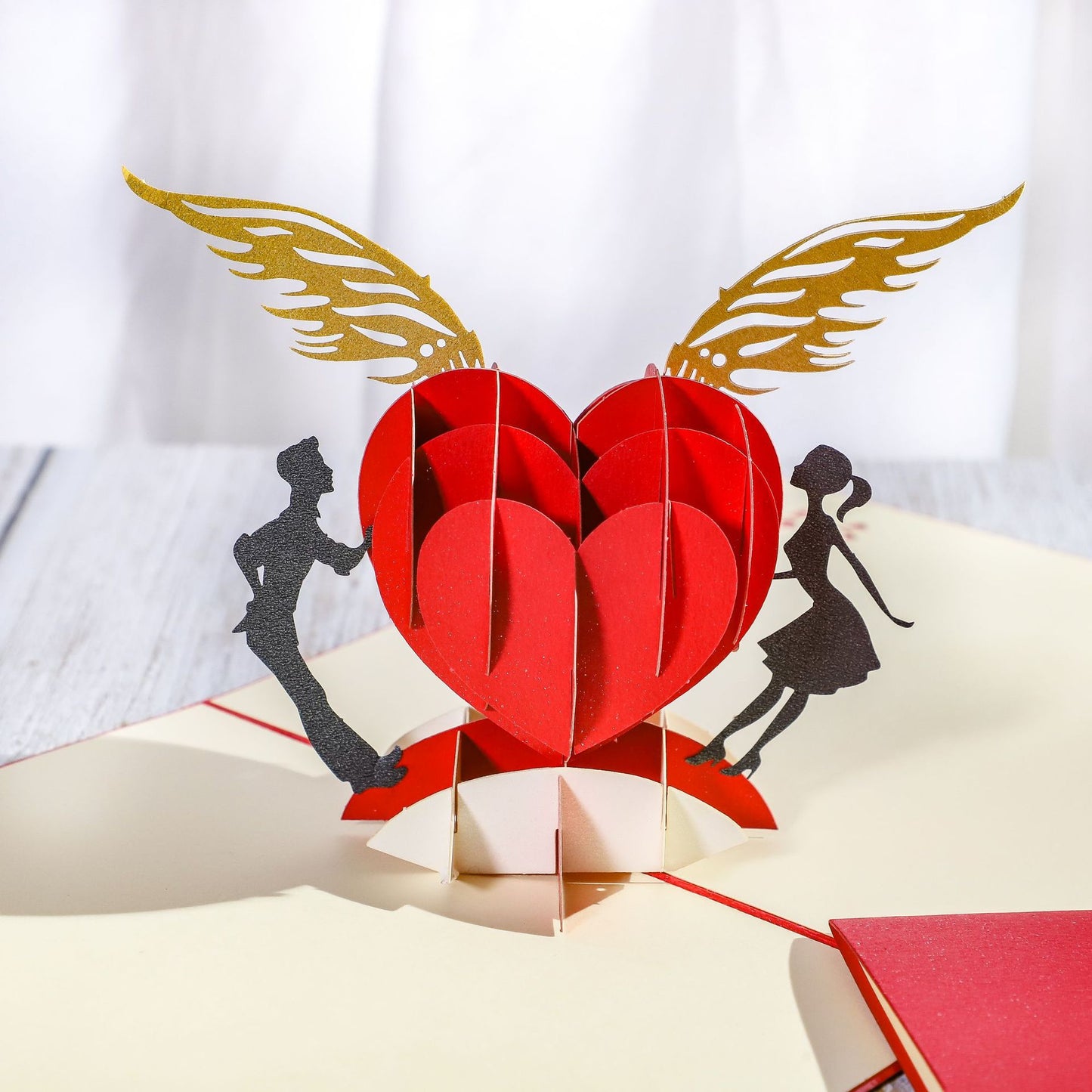 Biglietto di San Valentino Fidanzamento Laser Cut 3D per Amanti delle Carte d'Impegno, Regalo per Anniversari - Bridetobe.it