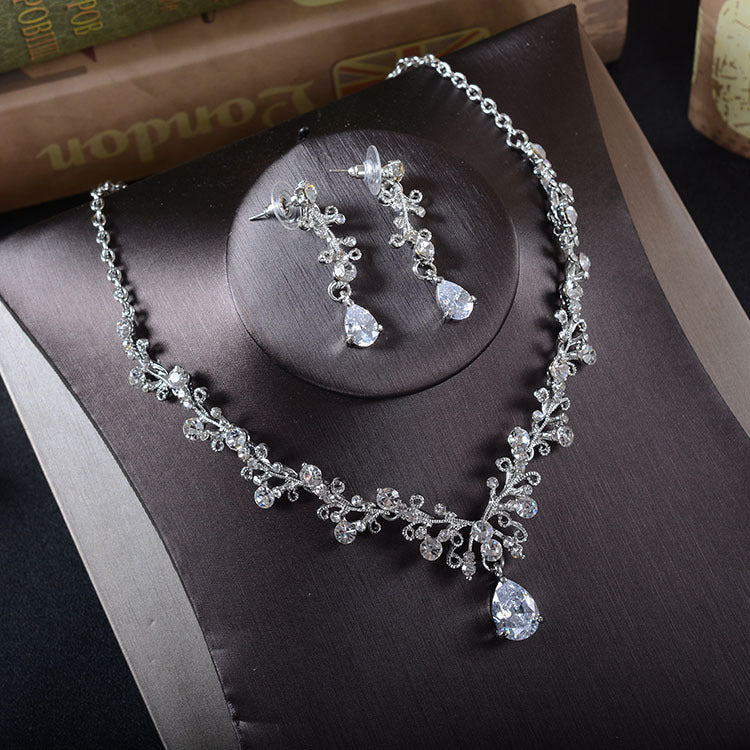 EVER FAITH Set Di Gioielli Matrimonio Per Sposa - Collana E Orecchini A Foglia E Vite Con Cristalli E Strass - Catena Regolabile, Confezione Regalo, Per Matrimonio, Ballo, Cerimonia