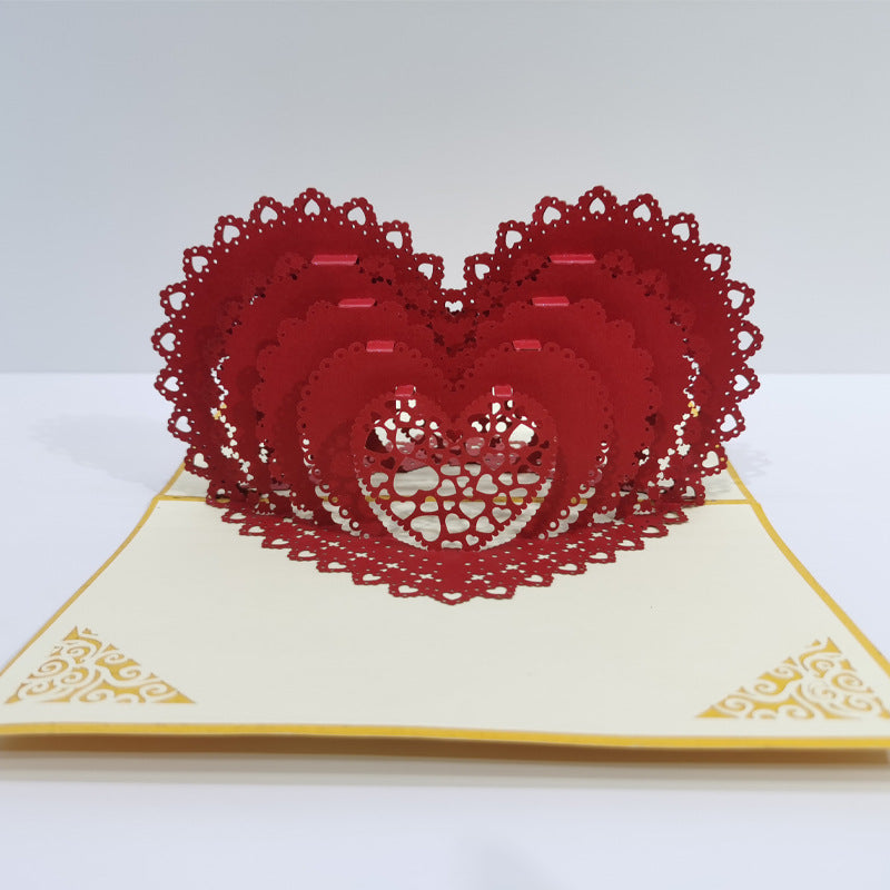 Biglietto di San Valentino Fidanzamento Laser Cut 3D per Amanti delle Carte d'Impegno, Regalo per Anniversari - Bridetobe.it