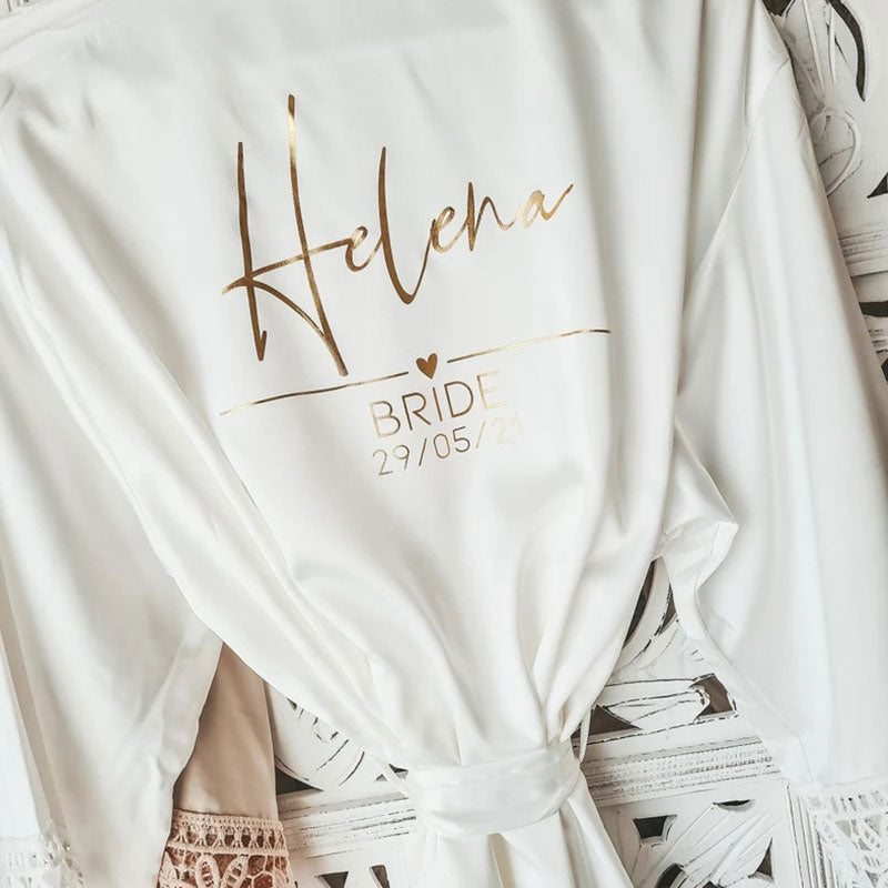 Vestaglia Personalizzata da Sposa in Seta con Pizzo - Abito da Notte per Spose e Damigelle d'Onore - Bridetobe.it
