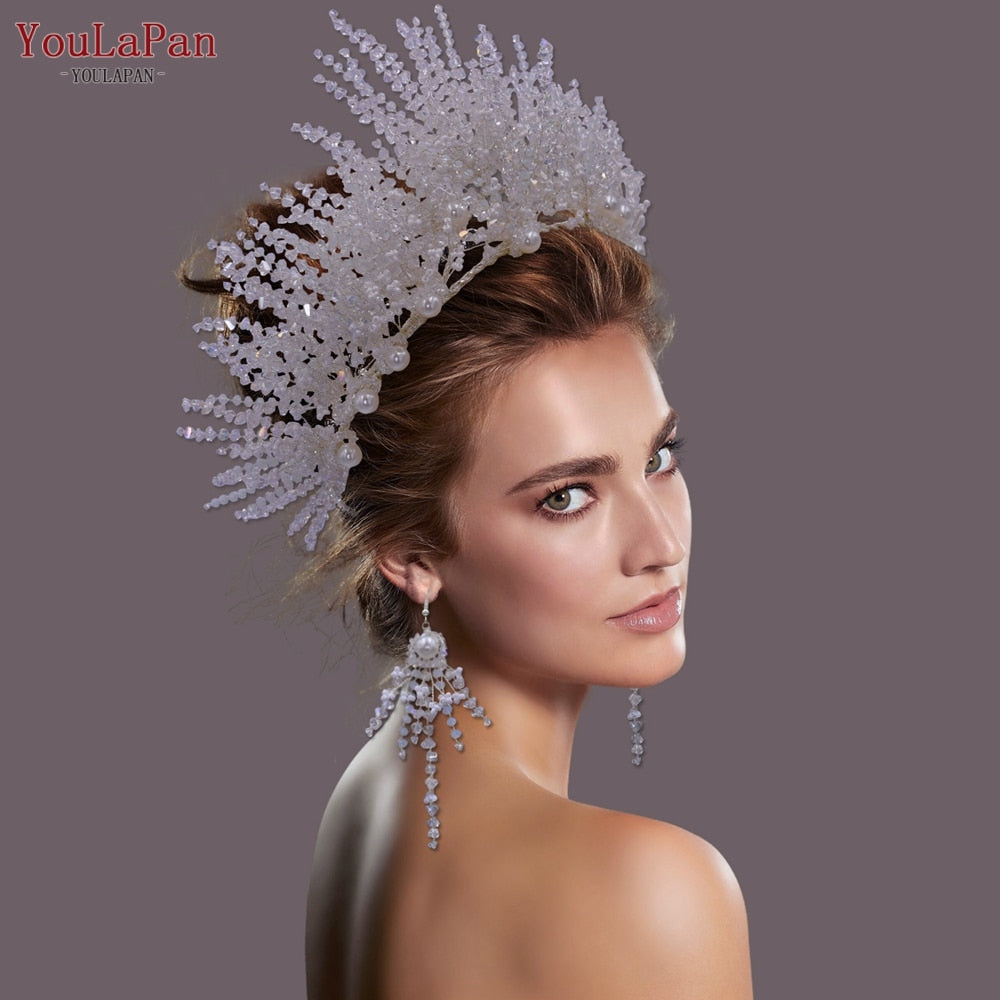 Fasce per capelli Corona da sposa di lusso fatti a mano con perle e cristalli - Bridetobe.it