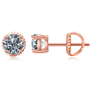 Orecchini in Moissanite al 100% in argento sterling 925 e oro rosa 585 - Bridetobe.it