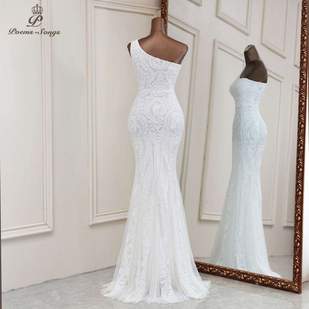 Abito Cerimonia Elegante con Spallina Unica Senza Maniche e Paillettes - Bridetobe.it