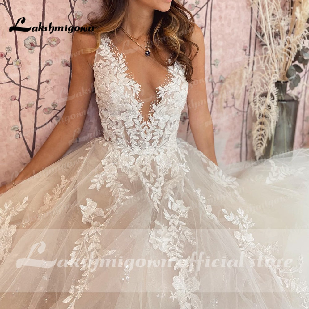 Abito da Sposa in Pizzo Vintage con Scollatura Scoperta a Linea A - Bridetobe.it