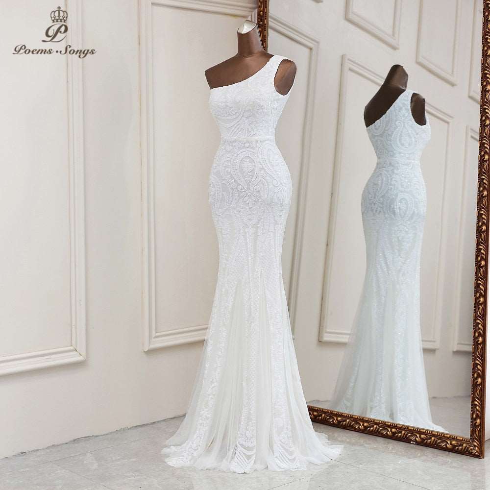 Abito Cerimonia Elegante con Spallina Unica Senza Maniche e Paillettes - Bridetobe.it