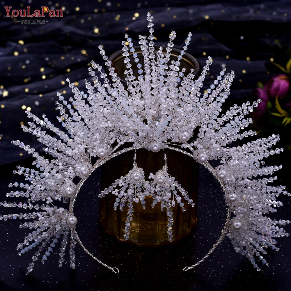 Fasce per capelli Corona da sposa di lusso fatti a mano con perle e cristalli - Bridetobe.it