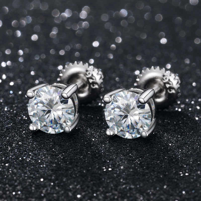 Orecchini in Moissanite al 100% in argento sterling 925 e oro rosa 585 - Bridetobe.it
