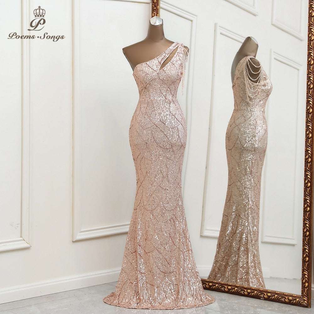 Abito da cerimonia da damigella elegante e sexy con una spalla scoperta - Bridetobe.it