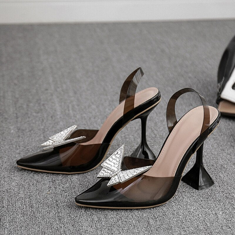 Scarpe da sposa Le donne trasparenti della farfalla di cristallo di stile della stella pompano le scarpe nuziali dei talloni alti di estate delle scarpe della signora - Bridetobe.it