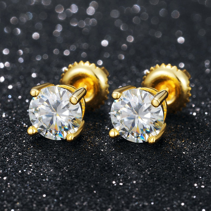 Orecchini in Moissanite al 100% in argento sterling 925 e oro rosa 585 - Bridetobe.it