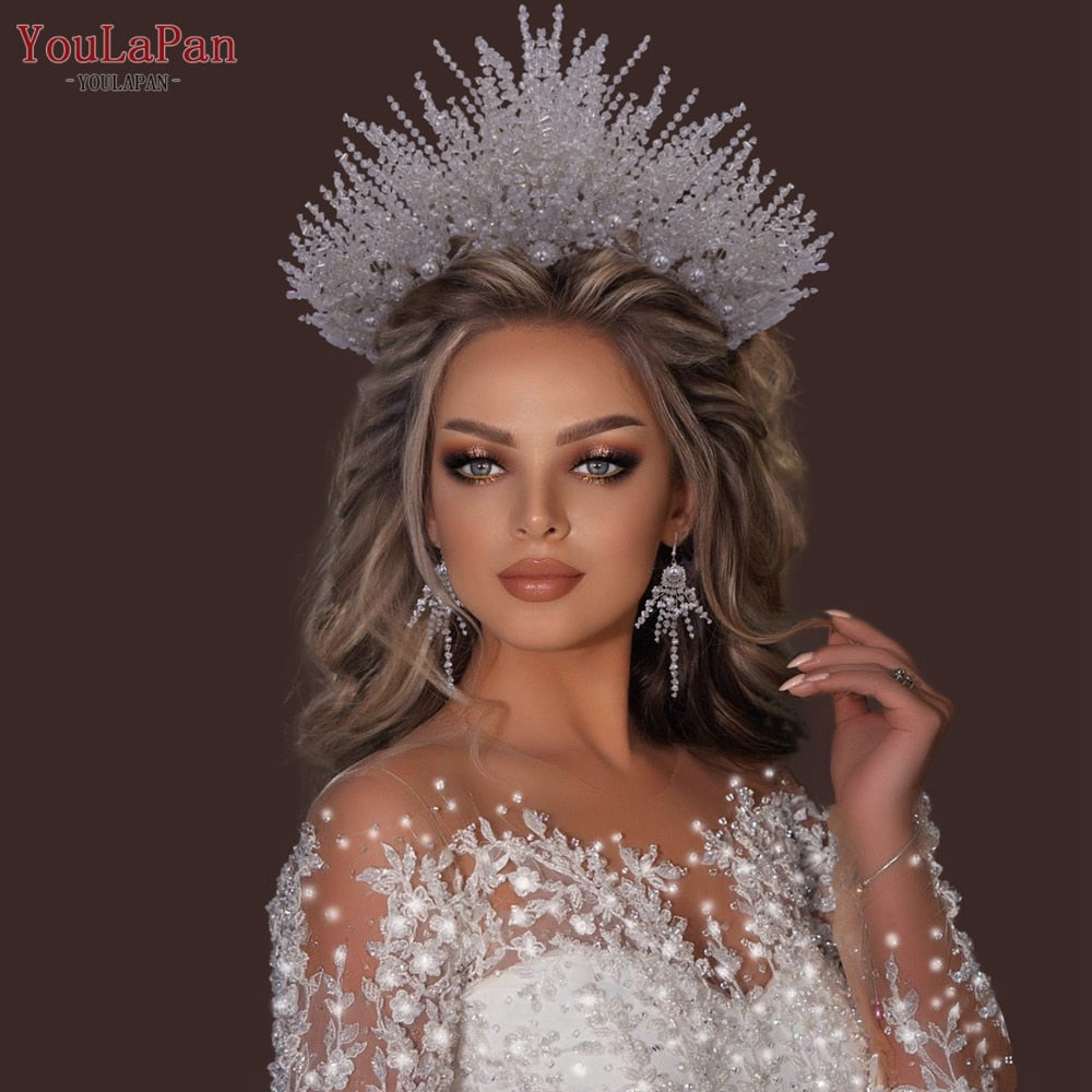 Fasce per capelli Corona da sposa di lusso fatti a mano con perle e cristalli - Bridetobe.it