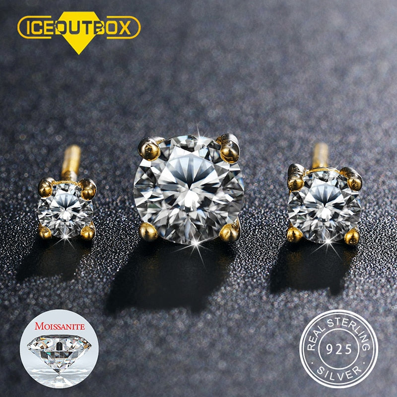 Orecchini in Moissanite al 100% in argento sterling 925 e oro rosa 585 - Bridetobe.it