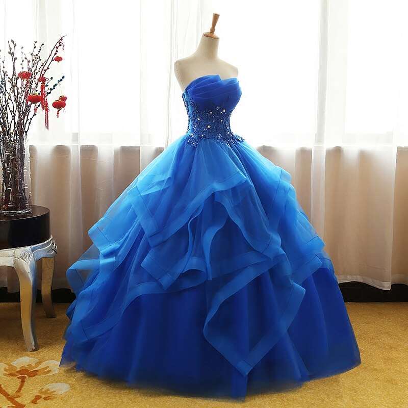 Abito da Sposa di Lusso in Pizzo Nero, Blu e Champagne con Drappeggio e Cristalli - Bridetobe.it