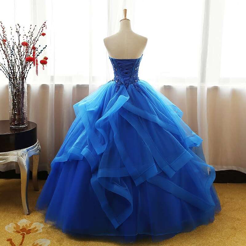 Abito da Sposa di Lusso in Pizzo Nero, Blu e Champagne con Drappeggio e Cristalli - Bridetobe.it