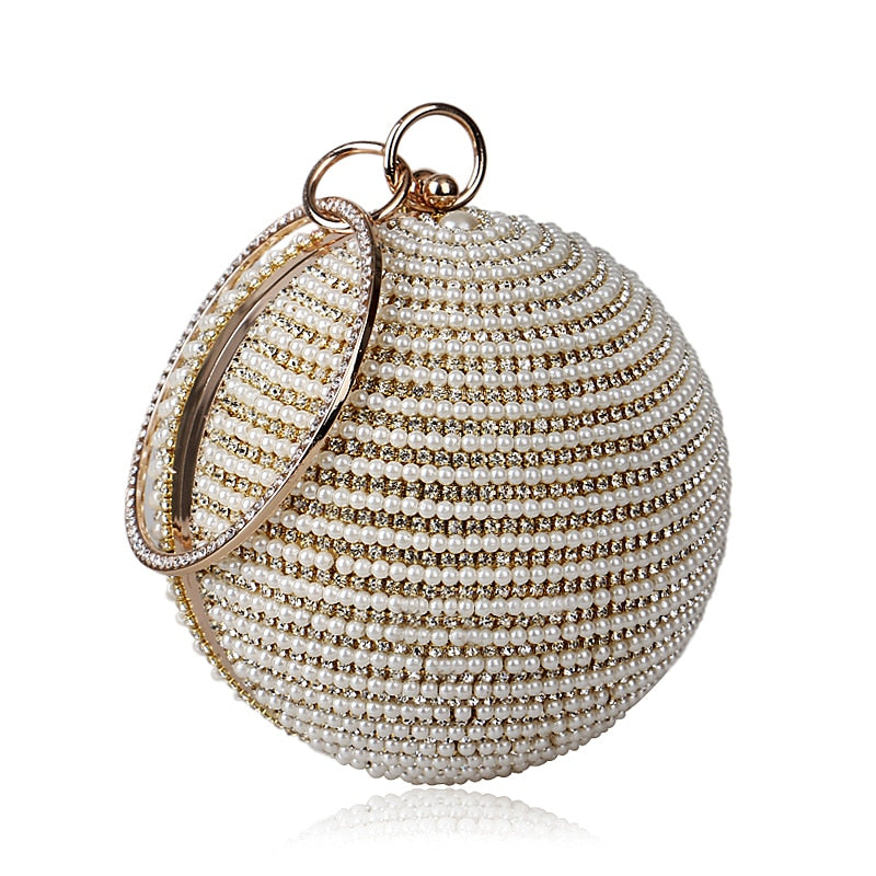 Borsa da sposa in cristallo metallico con nappina a diamante e tracolla da spalla per matrimoni e feste - Bridetobe.it