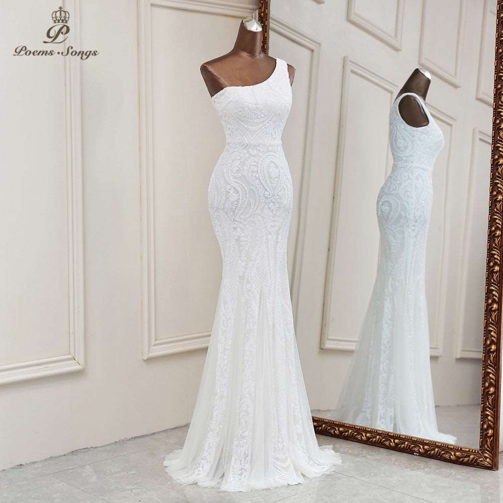 Abito Cerimonia Elegante con Spallina Unica Senza Maniche e Paillettes - Bridetobe.it