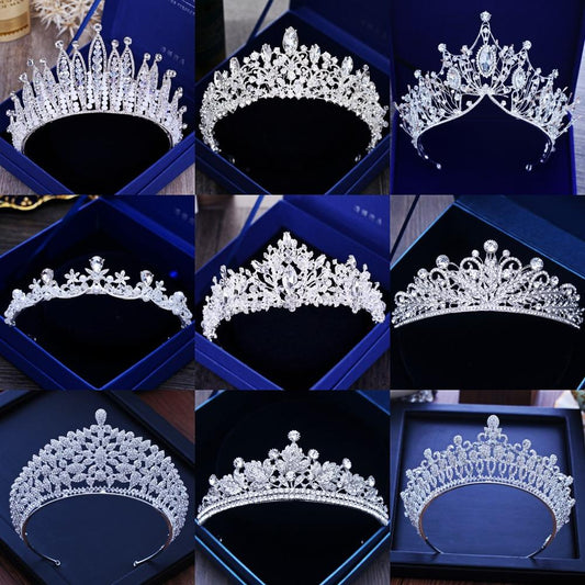 Diverse corone di cristallo color oro argento tiara sposa regina della moda per copricapo corona nuziale accessori per gioielli per capelli da sposa - Bridetobe.it