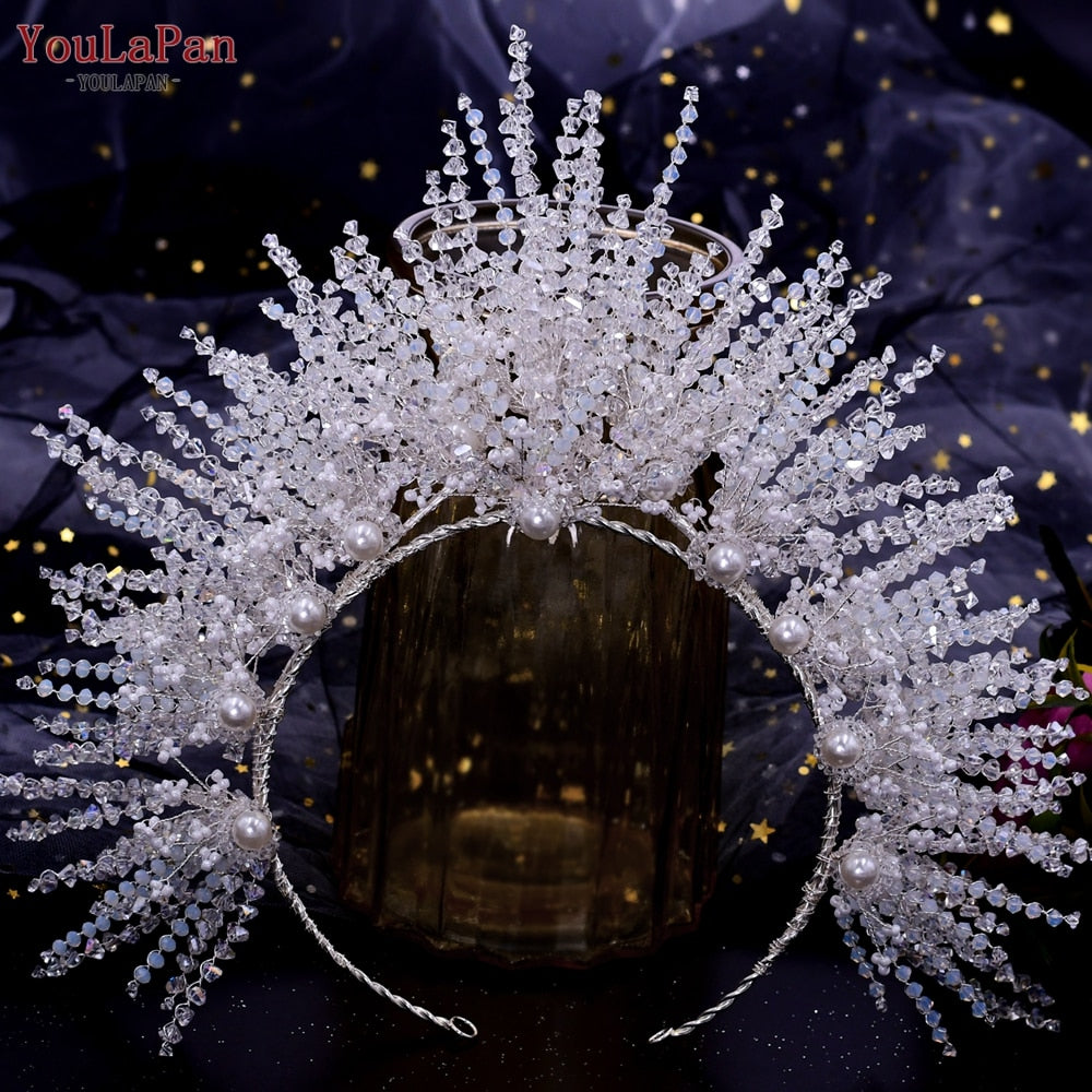 Fasce per capelli Corona da sposa di lusso fatti a mano con perle e cristalli - Bridetobe.it