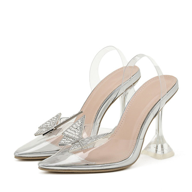 Scarpe da sposa Le donne trasparenti della farfalla di cristallo di stile della stella pompano le scarpe nuziali dei talloni alti di estate delle scarpe della signora - Bridetobe.it