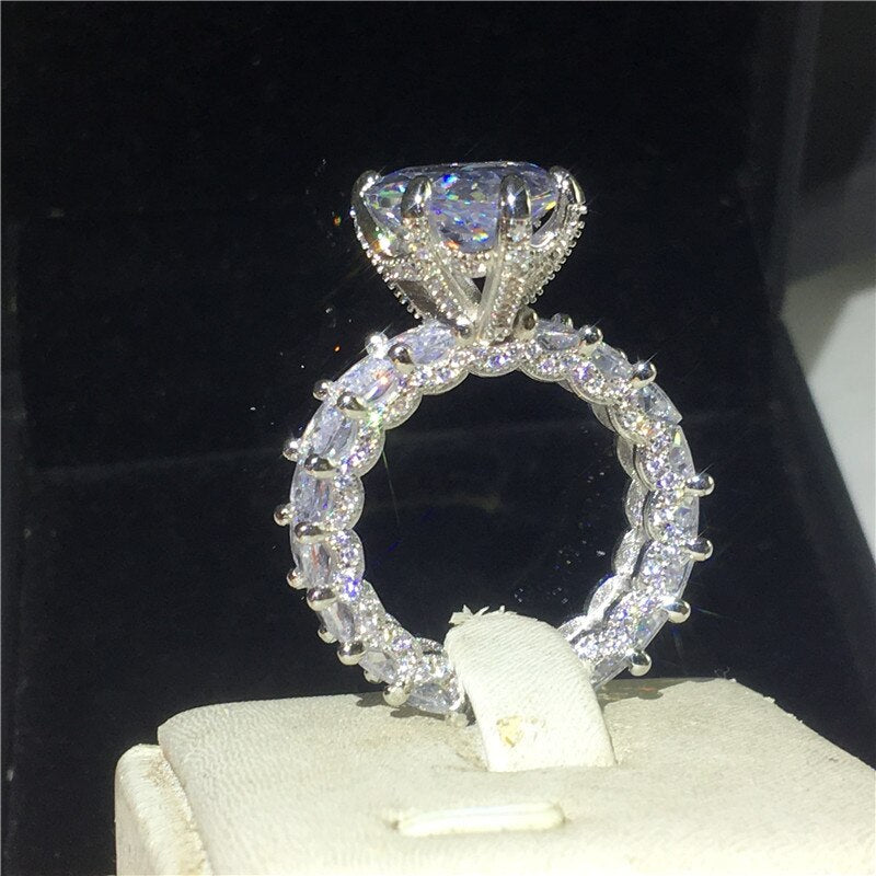 Anello di Fidanzamento 8ct Zirconia Diamante Taglio Pera Ovale 925 Argento Sterling Bijou - Bridetobe.it