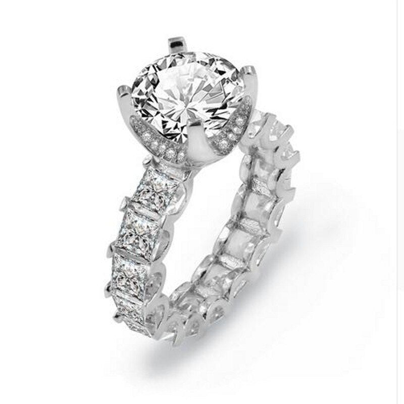 Anello di Fidanzamento in Argento 925 con Diamante Zicone Princess Cut AAAAA - Bridetobe.it