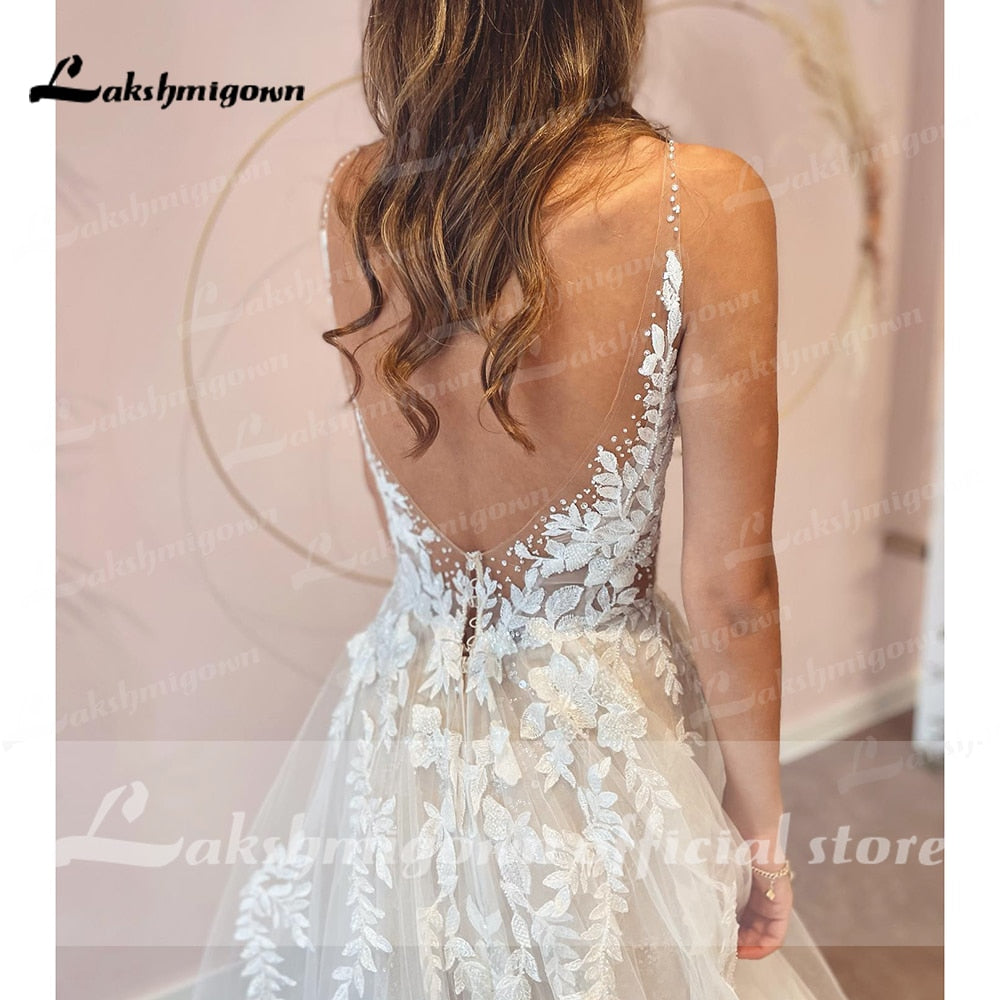 Abito da Sposa in Pizzo Vintage con Scollatura Scoperta a Linea A - Bridetobe.it