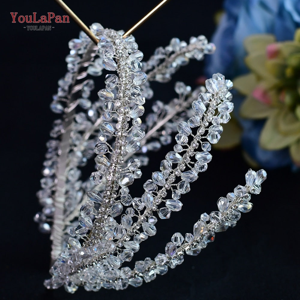 Fascia per capelli da sposa di lusso a forma di fiore, fatte a mano con cristalli - Bridetobe.it