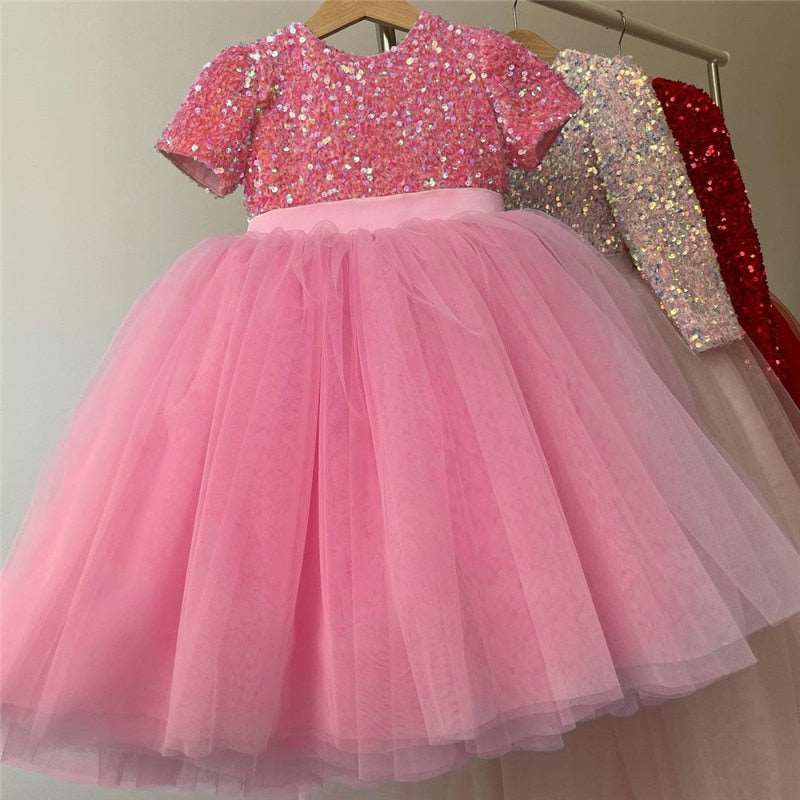 Abito da cerimonia per bambina con paillettes, tutù e gonna da festa, battesimo, compleanno - Bridetobe.it